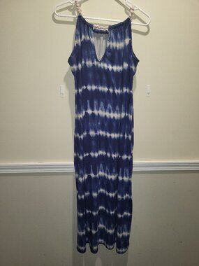 Rouge 2XL Blue Tie Dye Rope Strap Summer Beach Maxi Dress